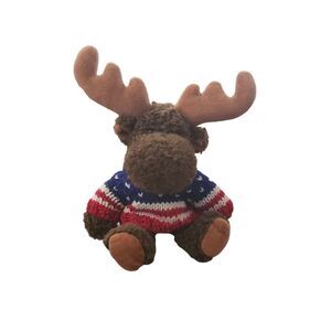 Gift Connections Brown Moose Bendable Plush America Sweater 10"